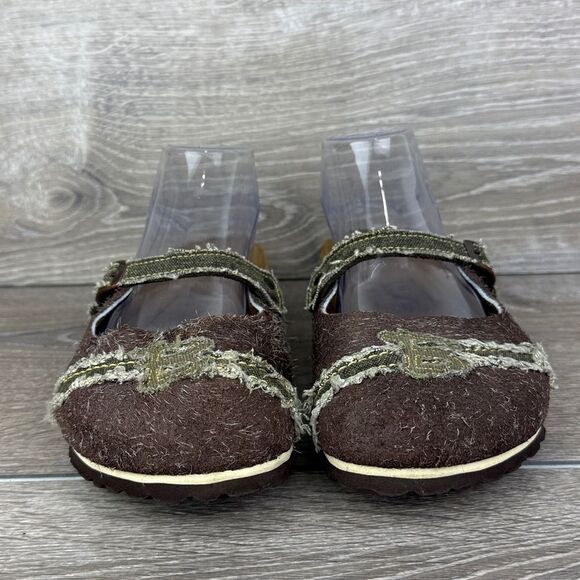 Birkenstock Birki’s Maria Women’s Sz 6/EU 37 Brown Olive Denim Slip On Mules - Picture 2 of 12